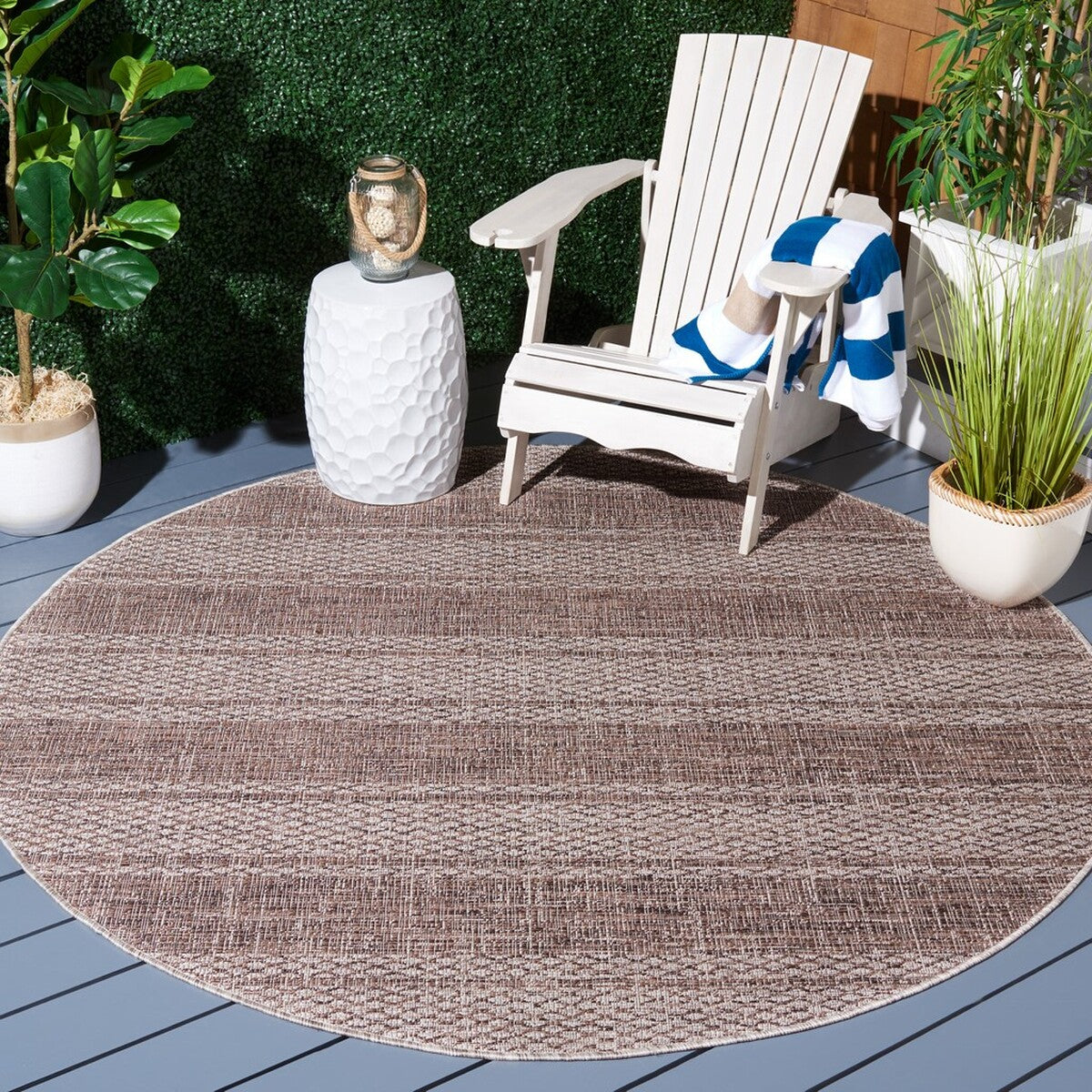  Safavieh Courtyard 8736 Indoor / Outdoor Rug - Light Grey / Teal - Bonton