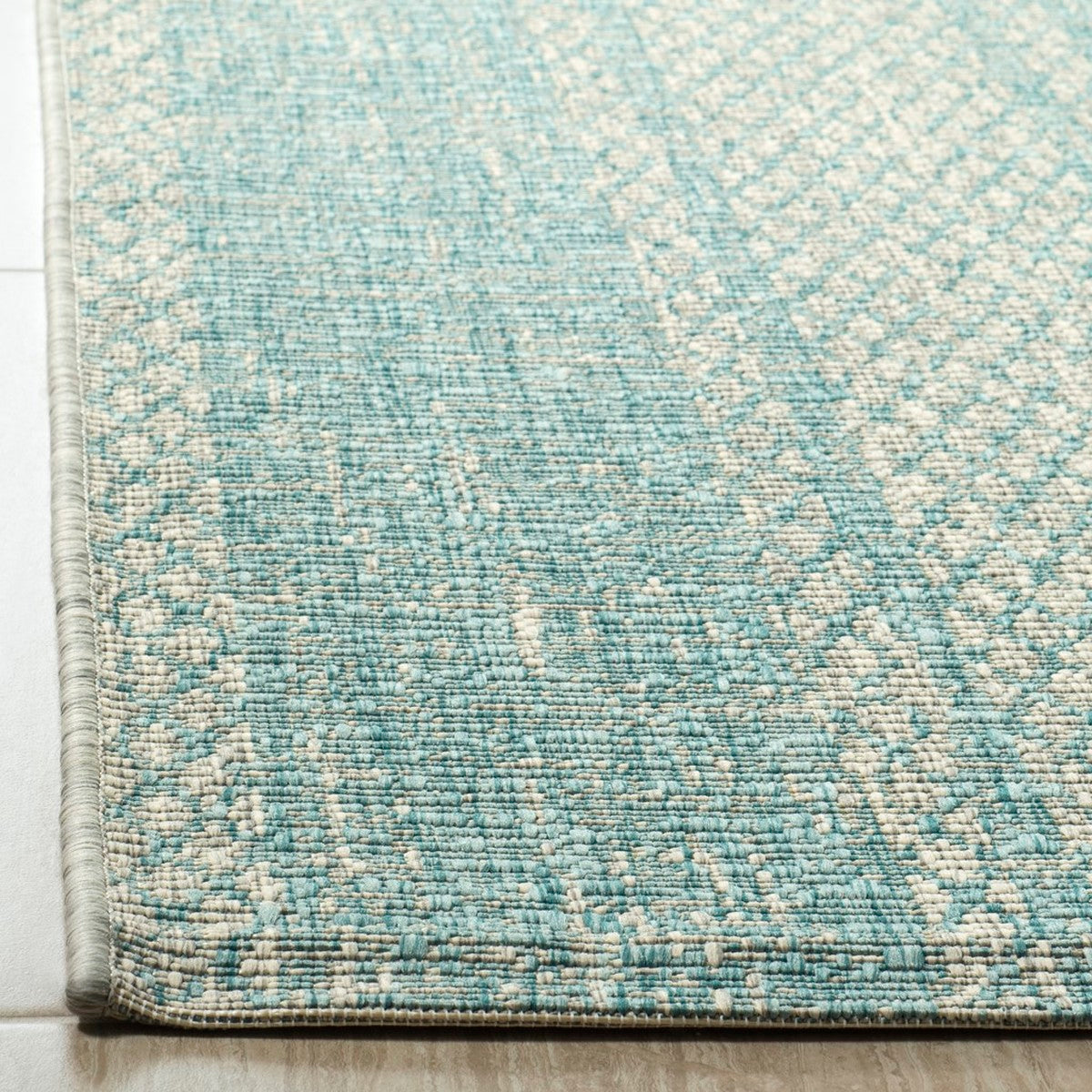  Safavieh Courtyard 8736 Indoor / Outdoor Rug - Light Grey / Teal - Bonton