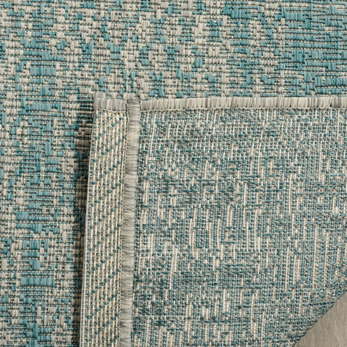  Safavieh Courtyard 8736 Indoor / Outdoor Rug - Light Grey / Teal - Bonton