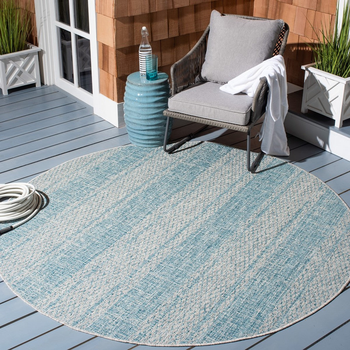  Safavieh Courtyard 8736 Indoor / Outdoor Rug - Light Grey / Blue - Bonton