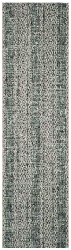  Safavieh Courtyard 8736 Indoor / Outdoor Rug - Light Grey / Teal - Bonton