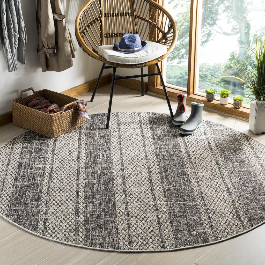  Safavieh Courtyard 8736 Indoor / Outdoor Rug - Light Grey / Teal - Bonton