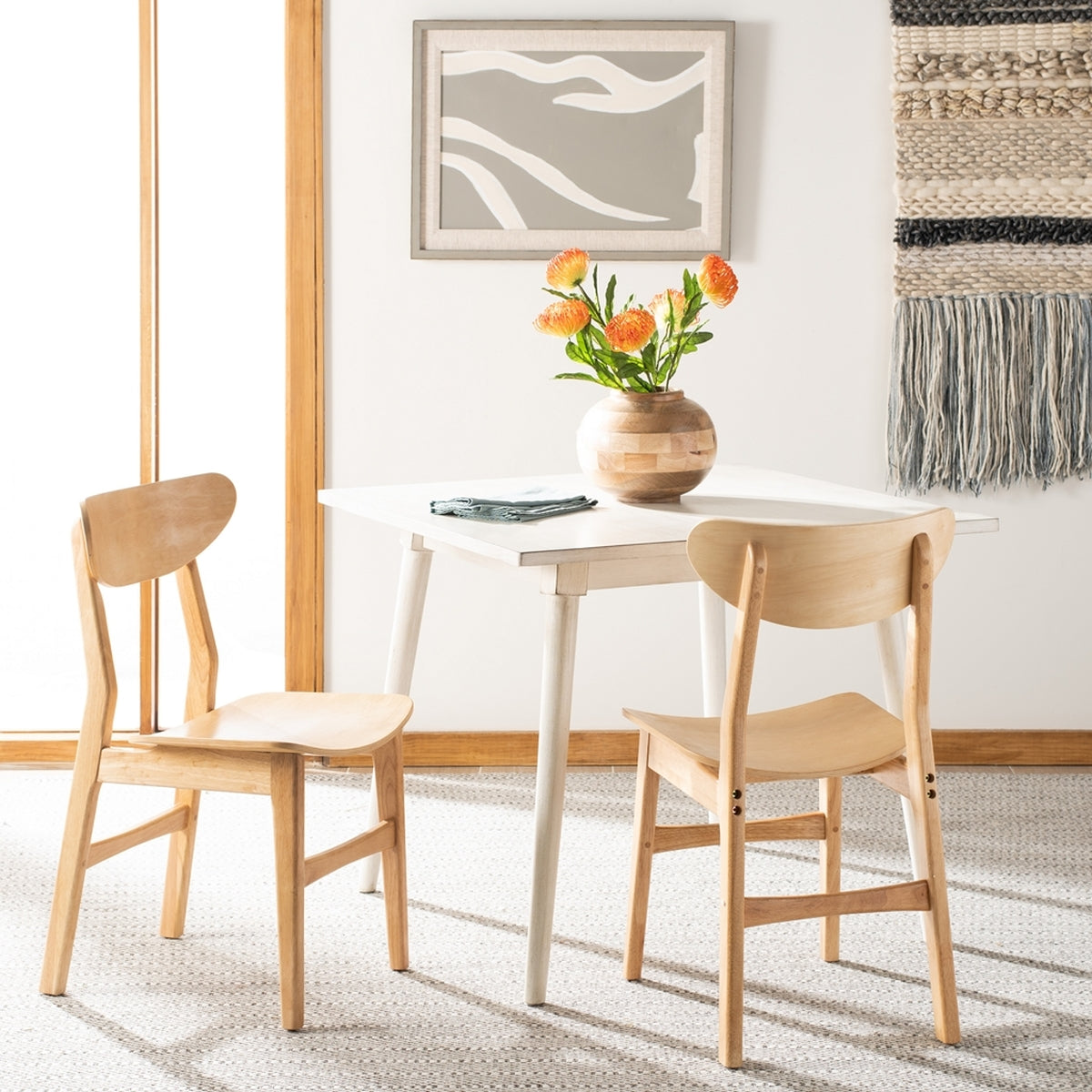  Safavieh Lucca Retro Dining Chairs Set of 2 - Natural - Bonton