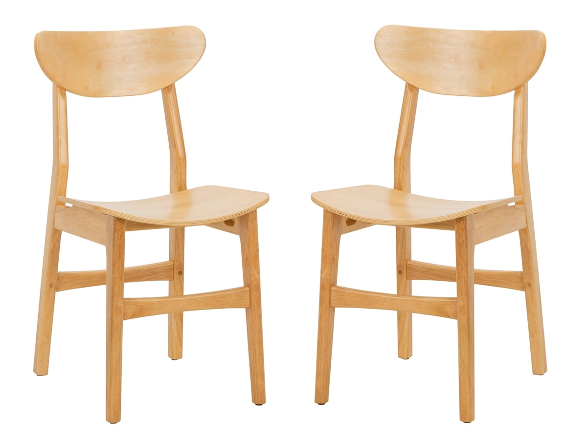  Safavieh Lucca Retro Dining Chairs Set of 2 - Natural/White Cushion - Bonton