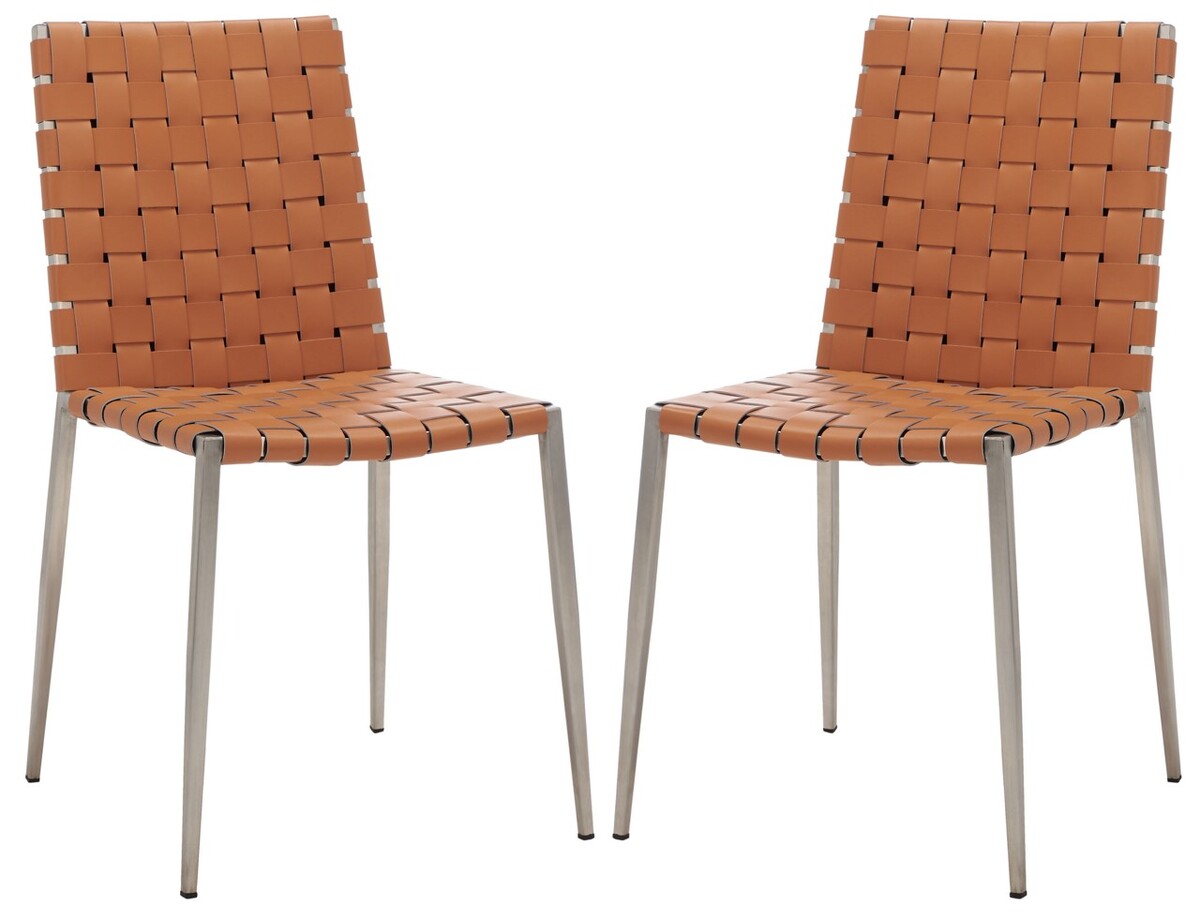  Safavieh Rayne Woven Dining Chairs Set of 2 - White / Silver - Bonton