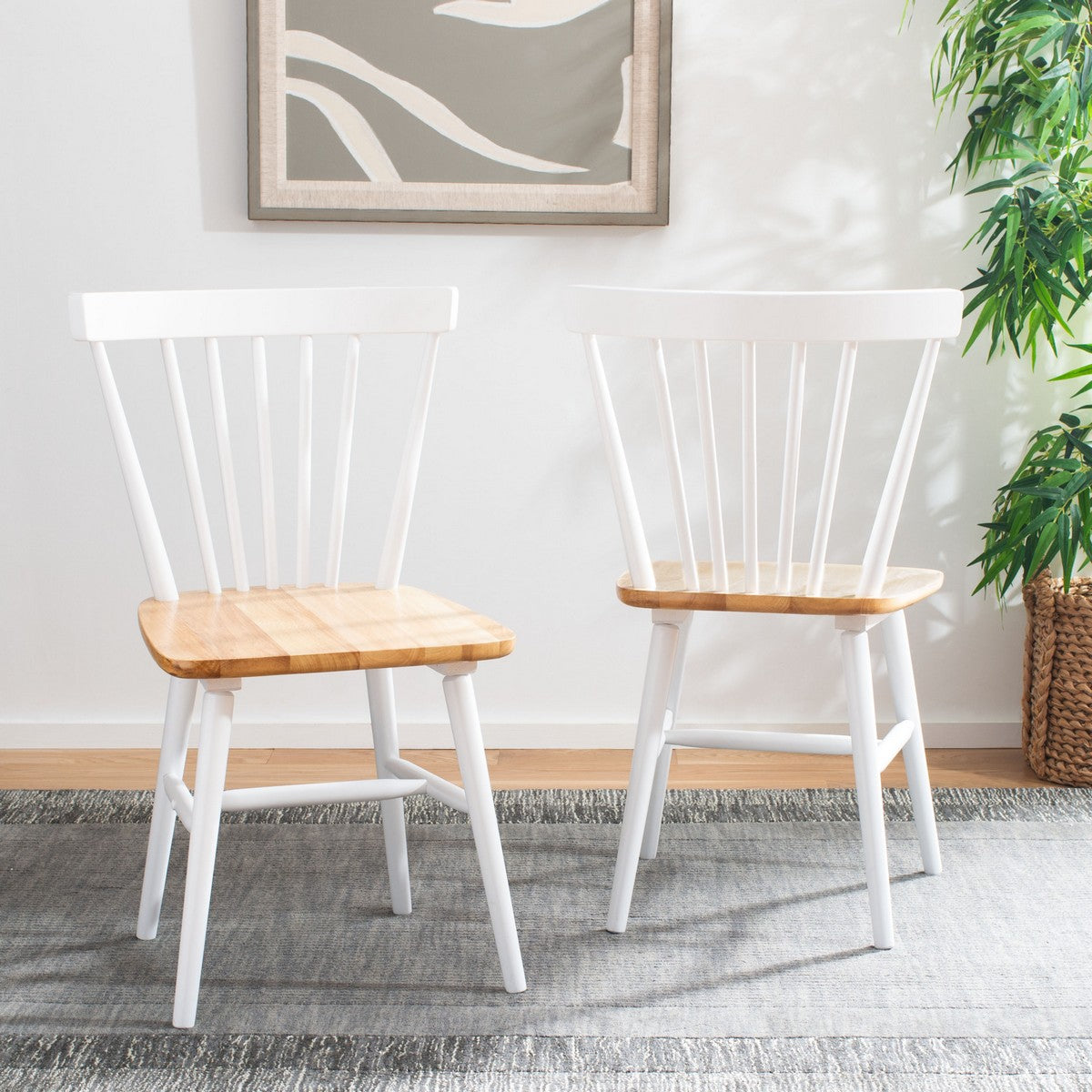  Safavieh Winona Dining Chairs Set of 2 - White/Natural - Bonton