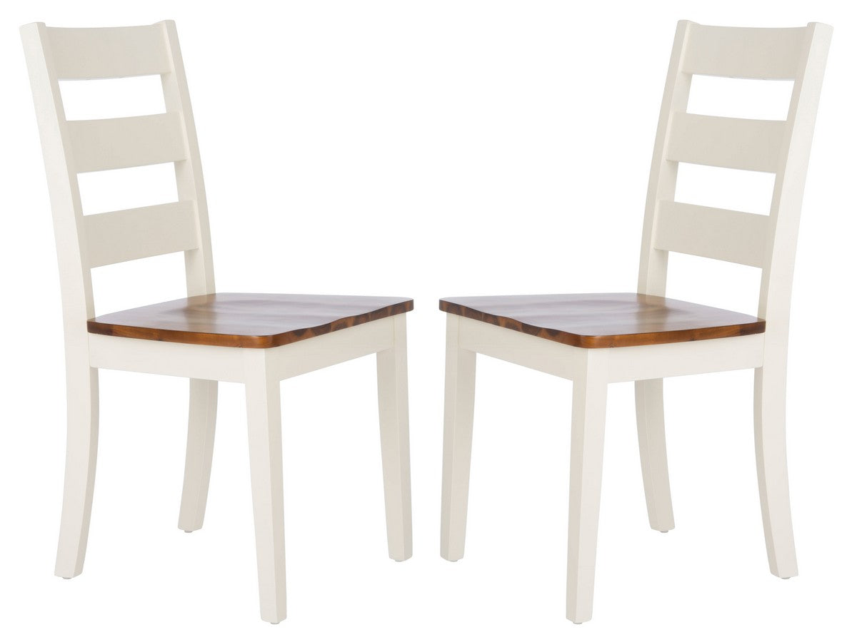  Safavieh Silio Dining Chairs Set of 2 - White/Natural - Bonton