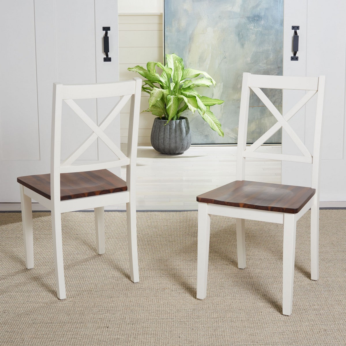  Safavieh Silio X Back Dining Chairs Set of 2 - White - Bonton