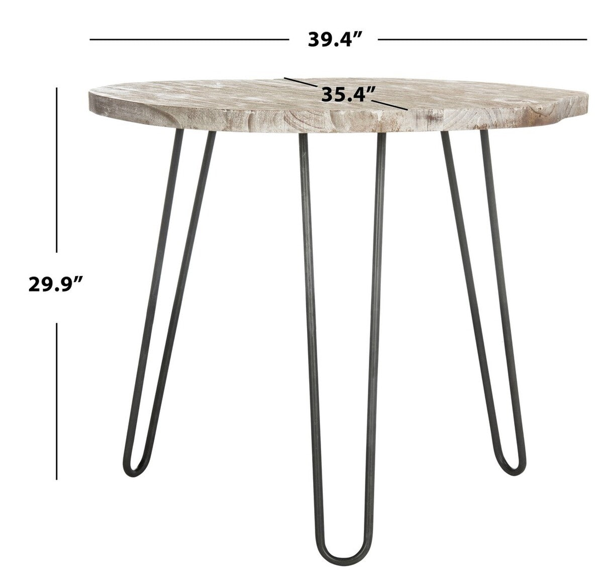  Safavieh Mindy Wood Top Dining Table - Natural / Grey - Bonton