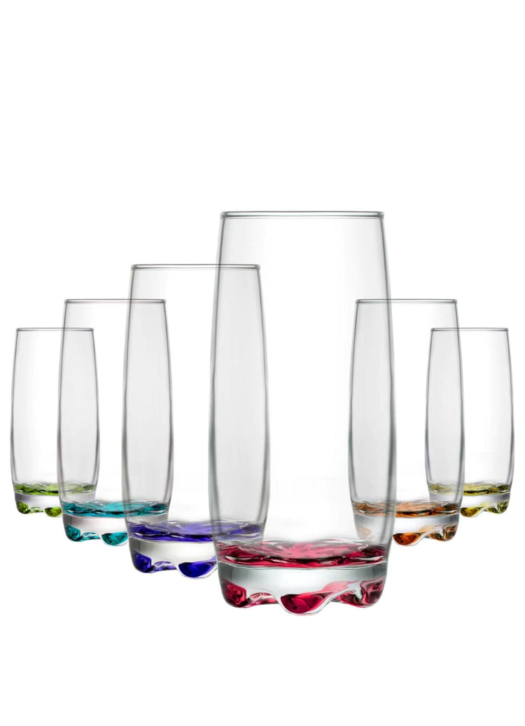 Adora Colored Bottom Highball Glass 6-Piece Set