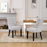 Upholstered Wingback Button Tufted Dining Chair, Set of 2