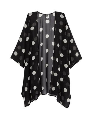  Anne Klein Dot Print Sheer Cardigan - Anne Black/ Anne White - Bonton