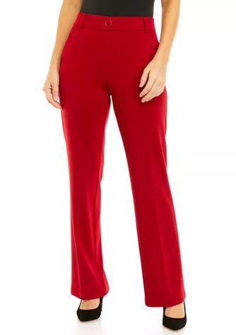 Pull On Faux Fly Wide Leg Trouser In Ponte