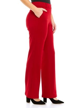 Pull On Faux Fly Wide Leg Trouser In Ponte