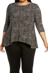 Plus Size Dot Print ITY Sharkbite Top