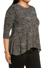 Plus Size Dot Print ITY Sharkbite Top