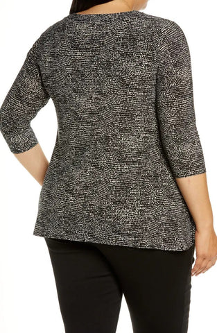 Plus Size Dot Print ITY Sharkbite Top