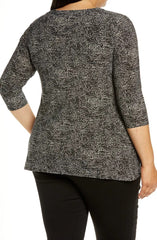 Plus Size Dot Print ITY Sharkbite Top