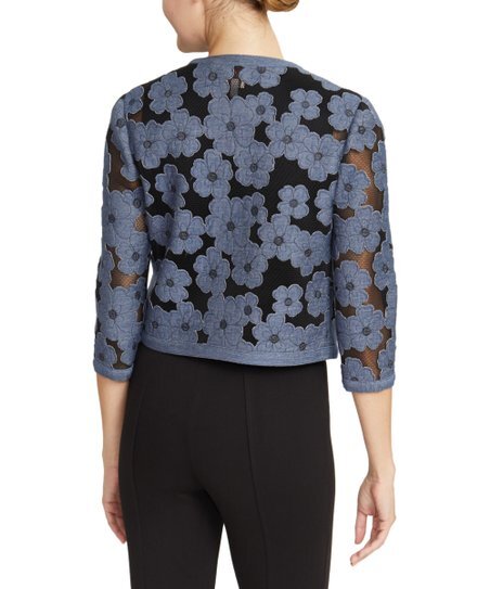  Anne Klein Soft Shoulder Cardigan - Black/ Chambray - Bonton