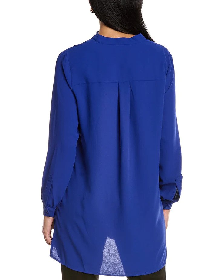  Anne Klein Plus Size Pop-Over Blouse With Covered Placket - Royal Sapphire Combo - Bonton