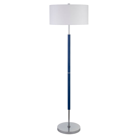 Simone 2-Light 61" Tall Floor Lamp in Blue/Polished Nickel