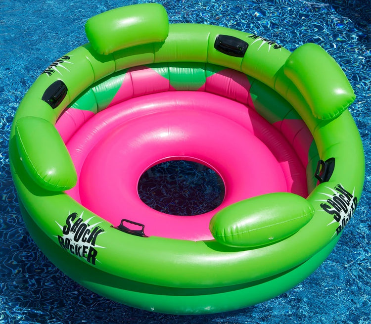 75" Bright Green and Pink Inflatable Shock Rocker Swimming Pool Float Toy
