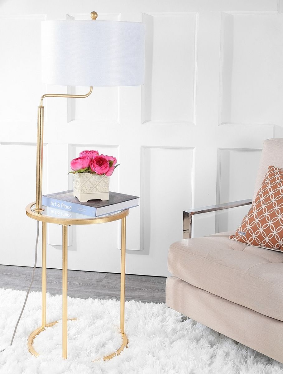  Safavieh Cricpin Floor Lamp Side Table - Gold - Bonton