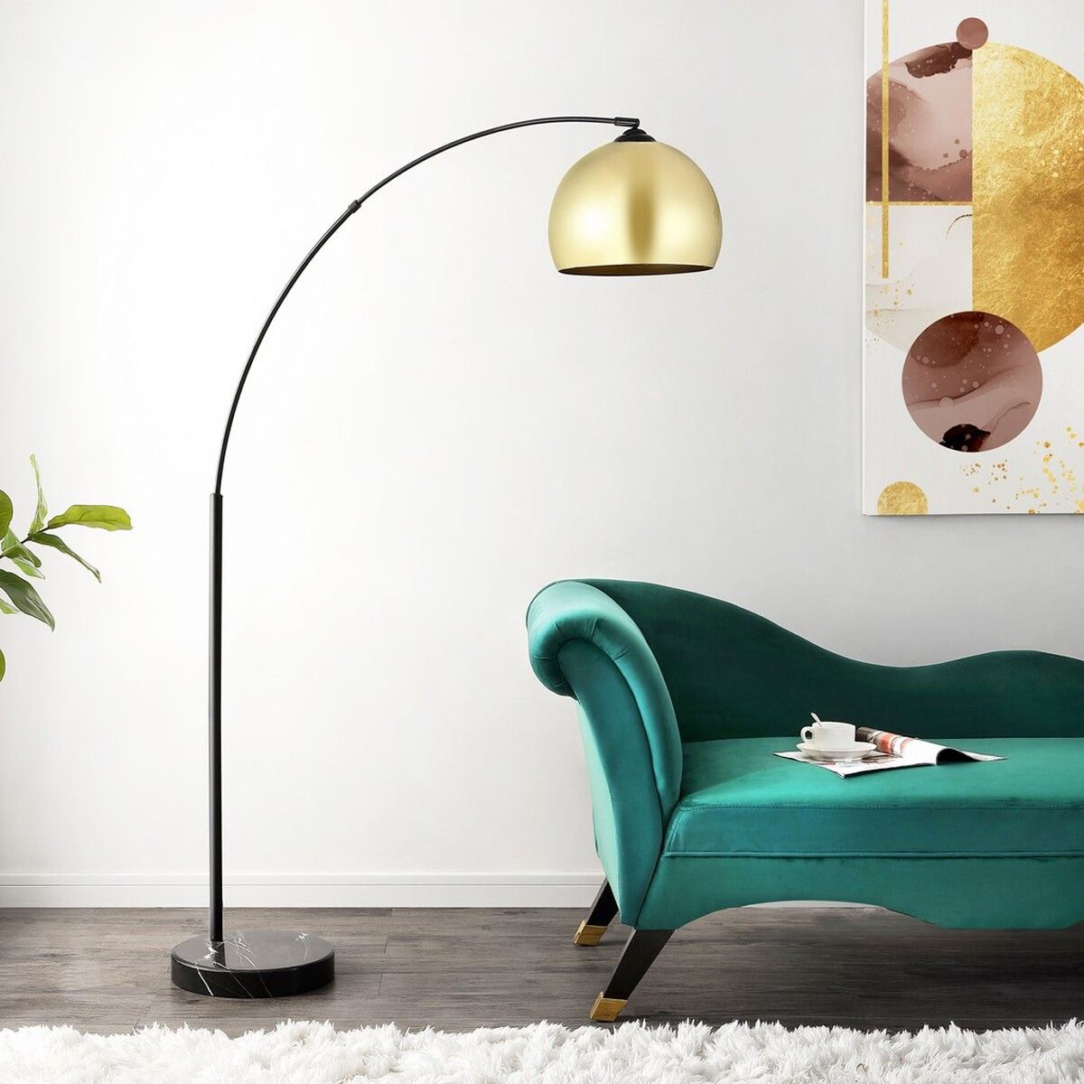  Safavieh Glarien Floor Lamp - Gold - Bonton