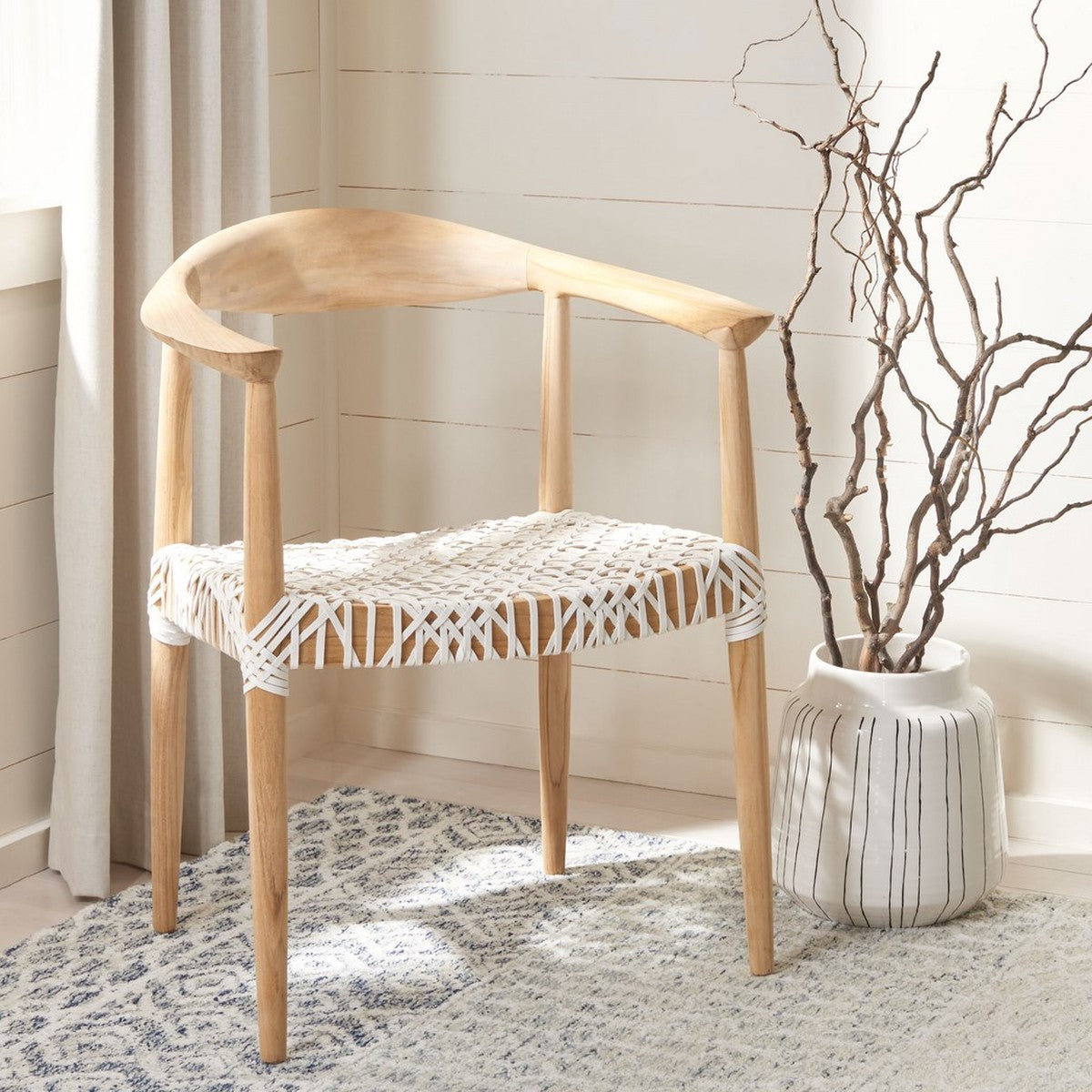  Safavieh Bandelier Armchair - Light Oak - Bonton