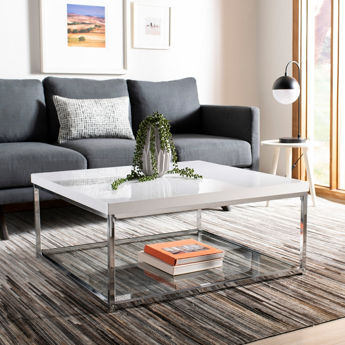  Safavieh Malone Chrome High Gloss Coffee Table - White - Bonton