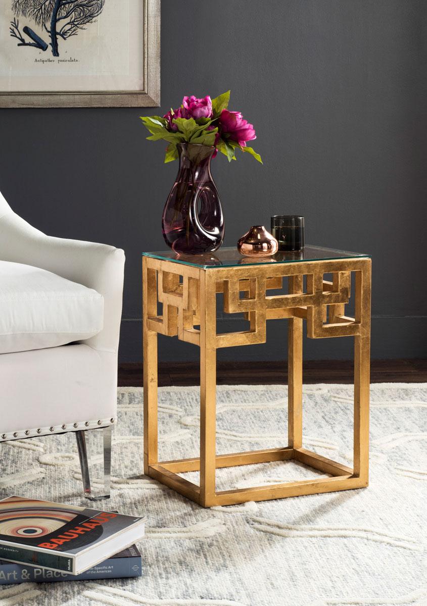  Safavieh Byram Greek Key End Table - Gold - Bonton