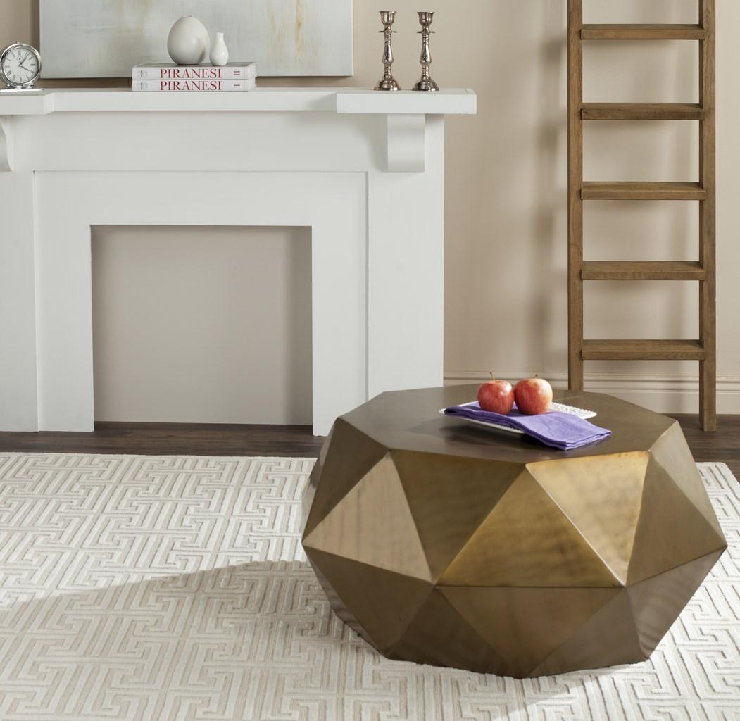  Safavieh Astrid Faceted Coffee Table - Copper - Bonton