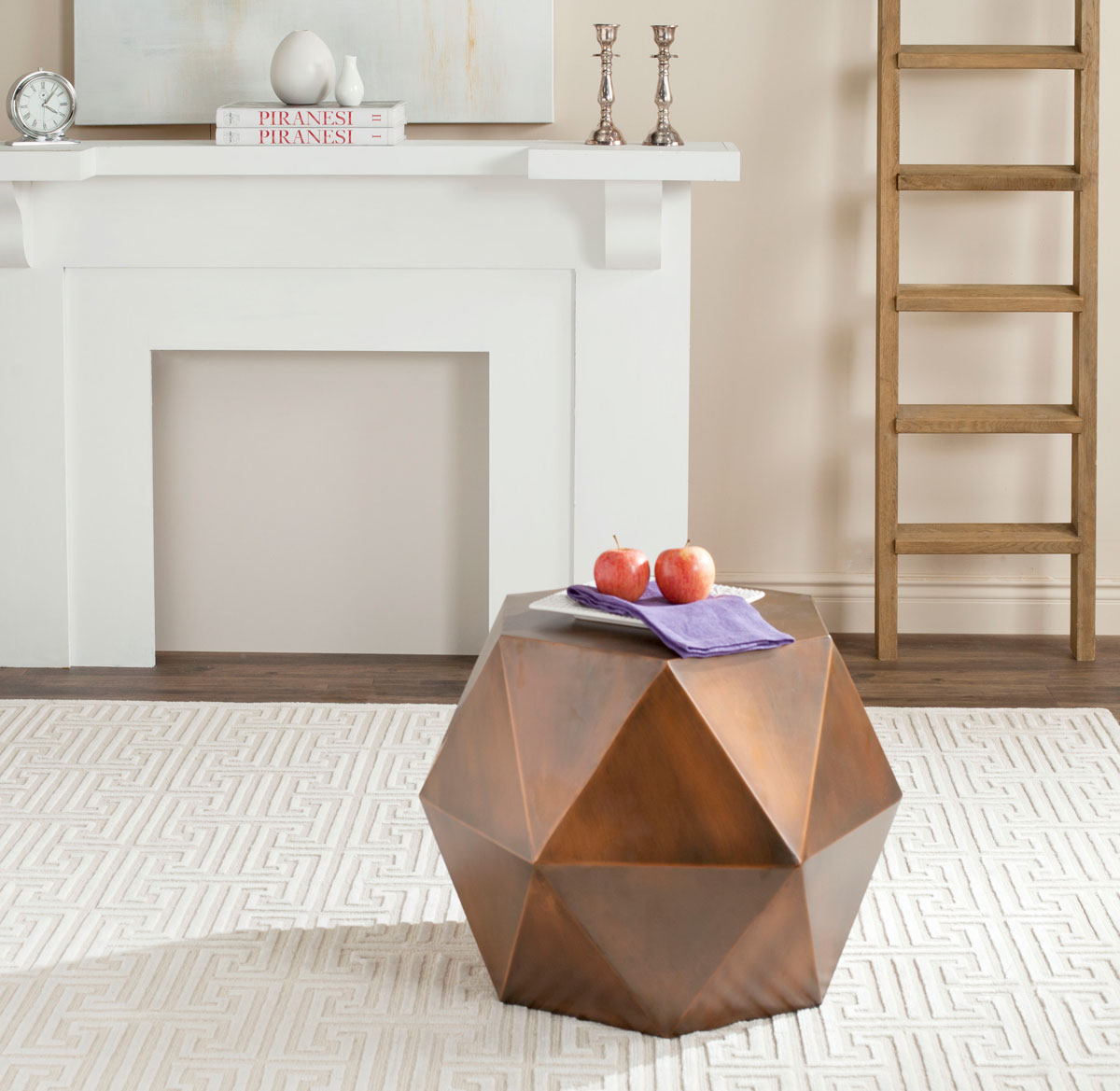  Safavieh Astrid Faceted Side Table - Copper - Bonton