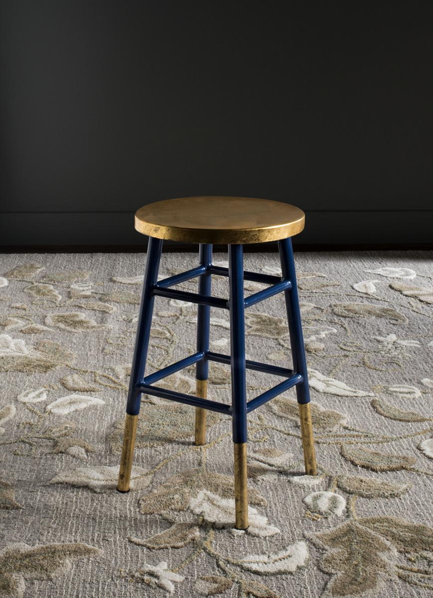  Safavieh Emery Gold Leaf Counter Stool - White/Gold - Bonton