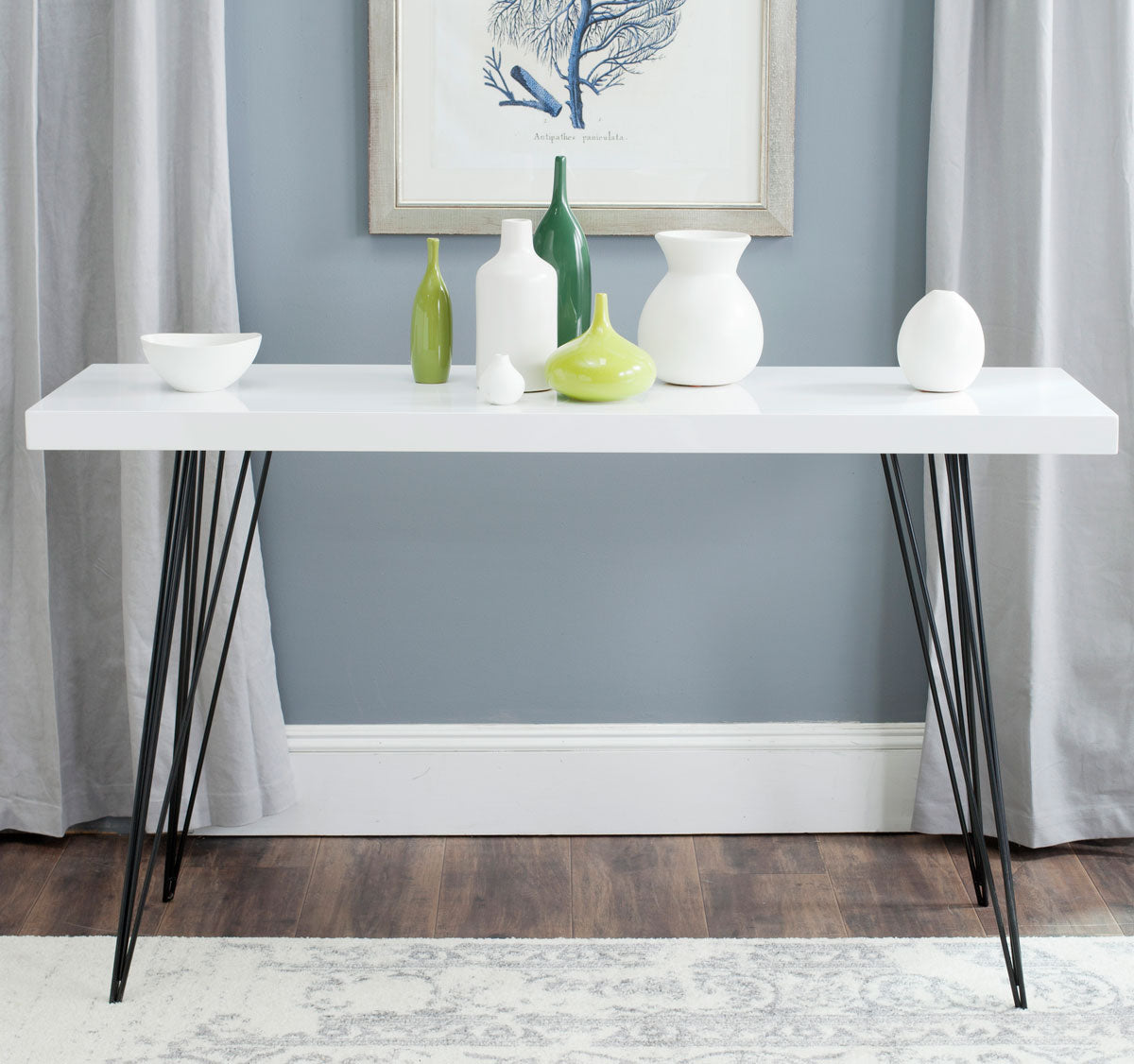  Safavieh Wolcott Mid -Century Lacquer Console - Grey - Bonton