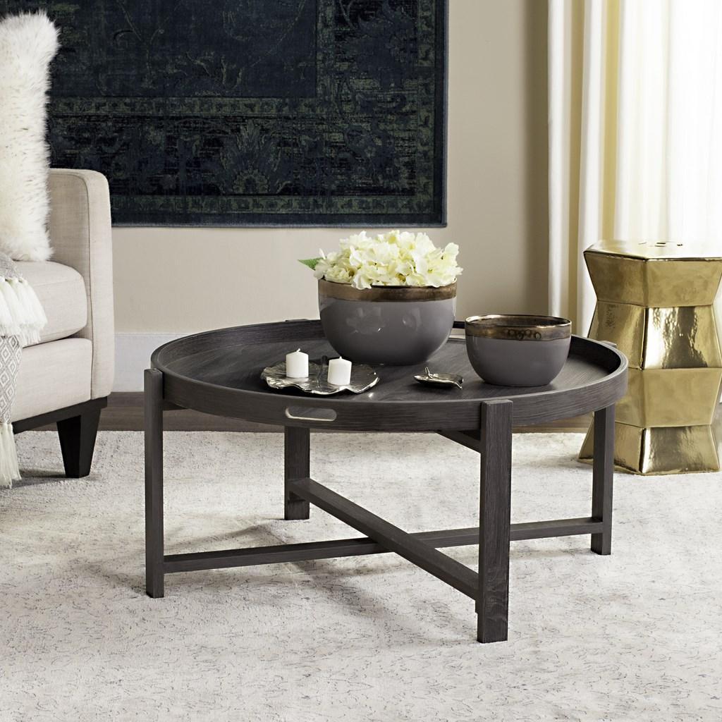  Safavieh Cursten Retro Mid-Century Tray Top Coffee Table - Dark Grey - Bonton