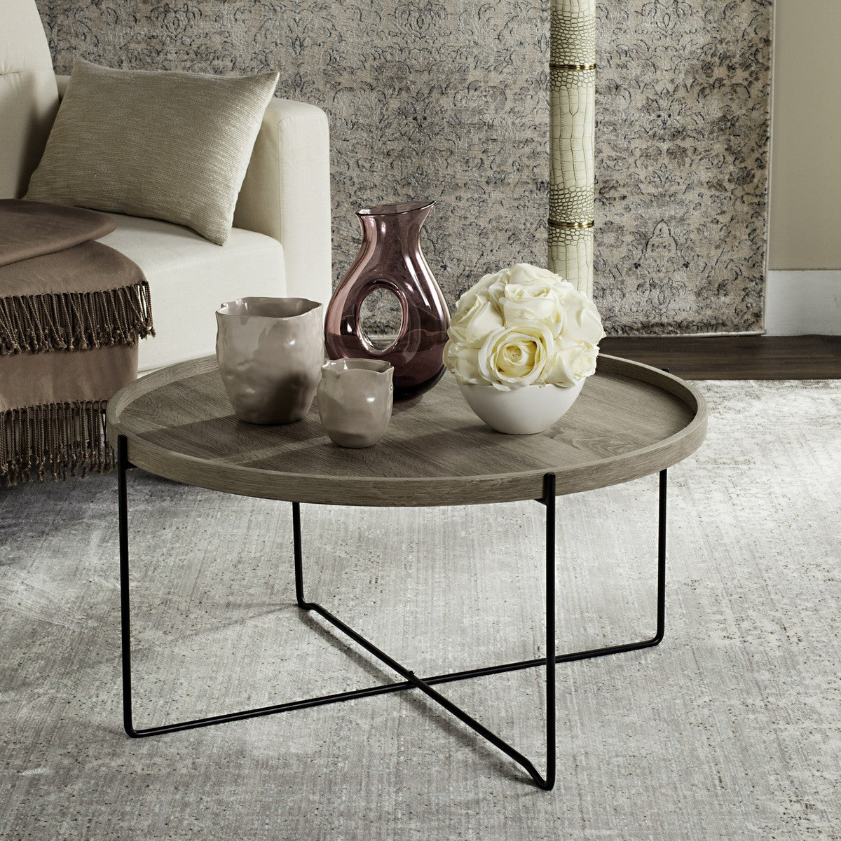  Safavieh Auden Mid-Century Accent Table - Light Grey - Bonton