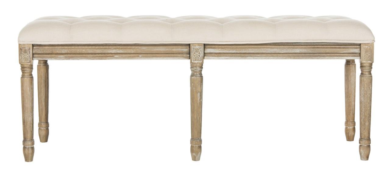  Safavieh Rocha French Brasserie Tufted Bench - Grey Velvet - Bonton