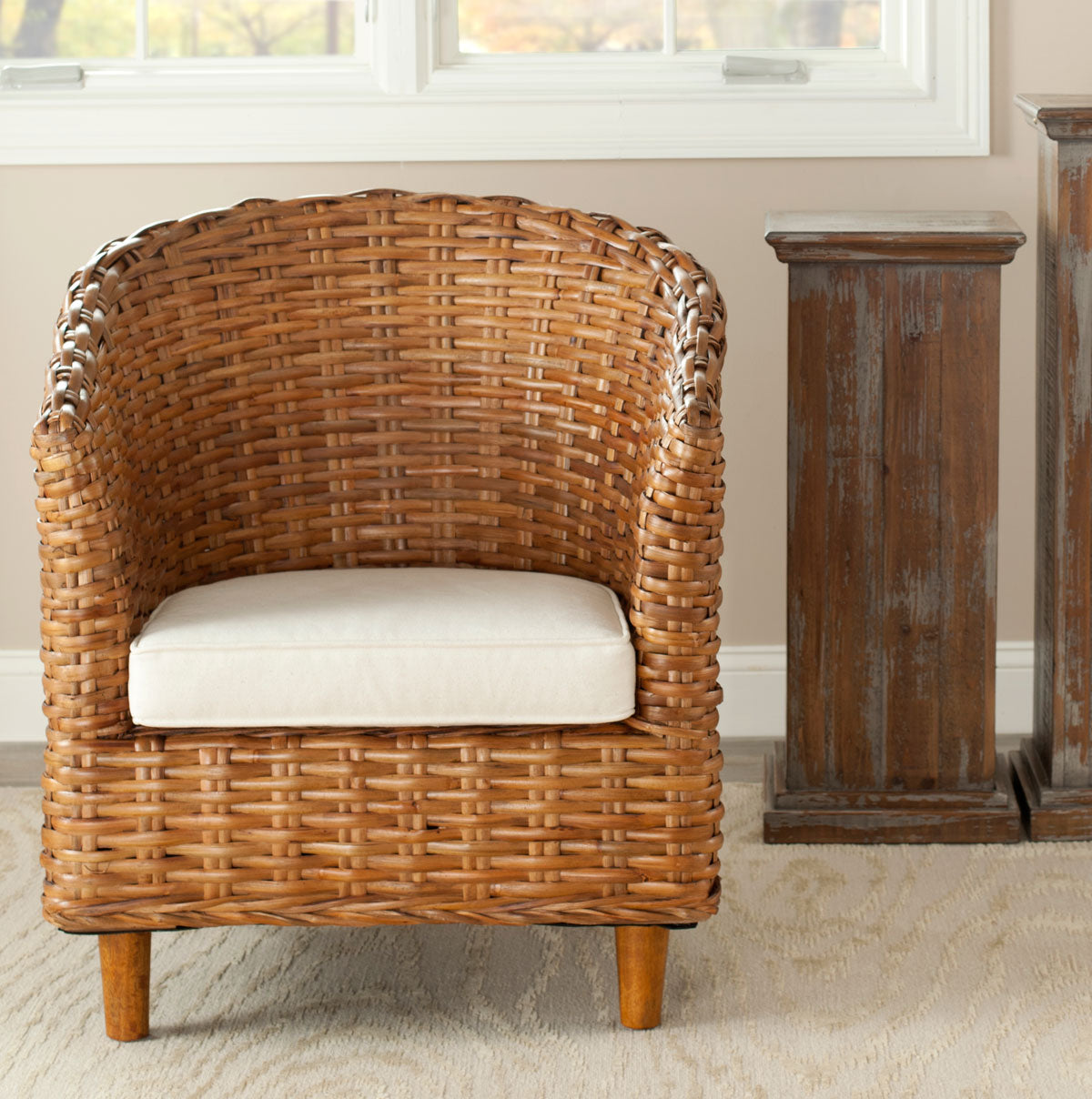  Safavieh Omni Barrel Chair with Cushion - Natural - Bonton