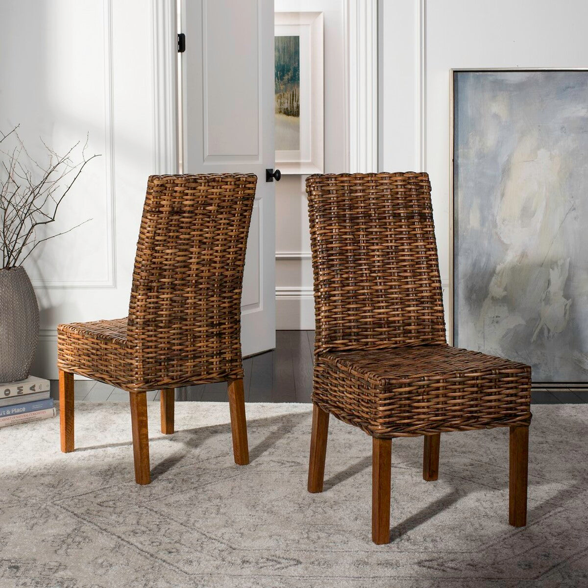  Safavieh Sanibel Rattan Side Chair Set of 2 - Honey - Bonton