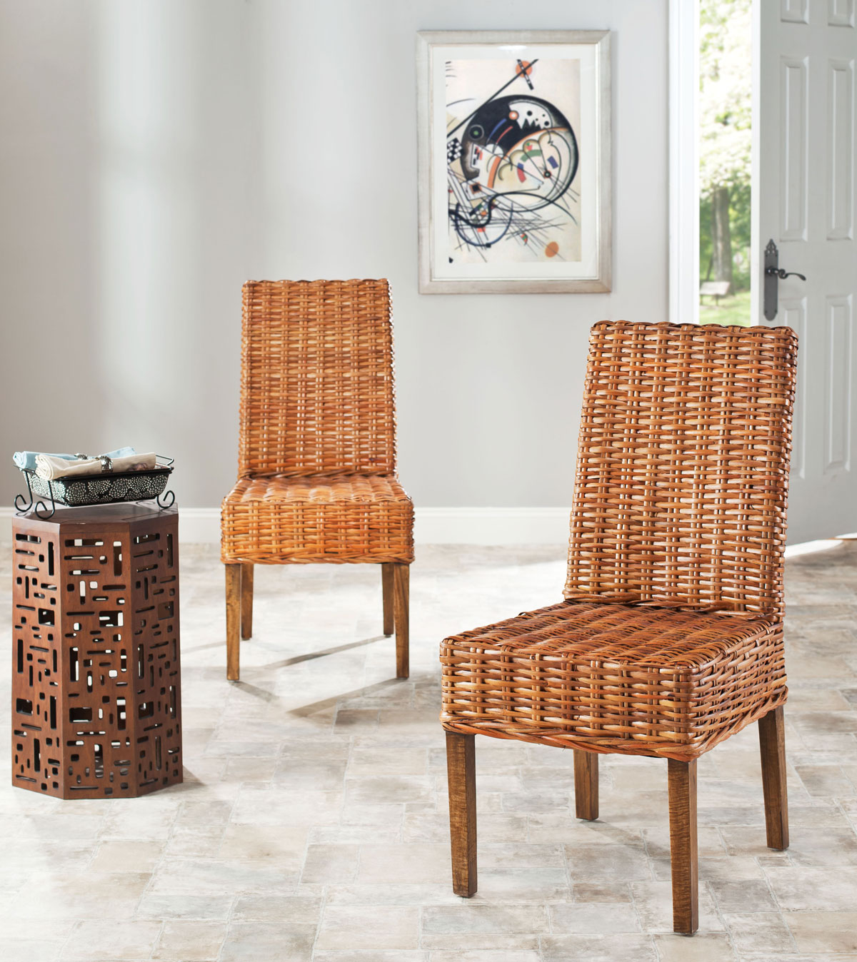  Safavieh Sanibel Rattan Side Chair Set of 2 - Honey - Bonton