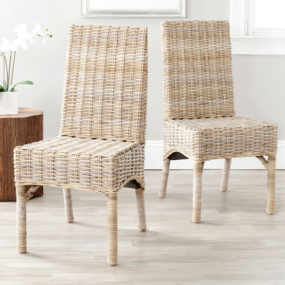  Safavieh Beacon Rattan Side Chair Set of 2 - Natural - Bonton