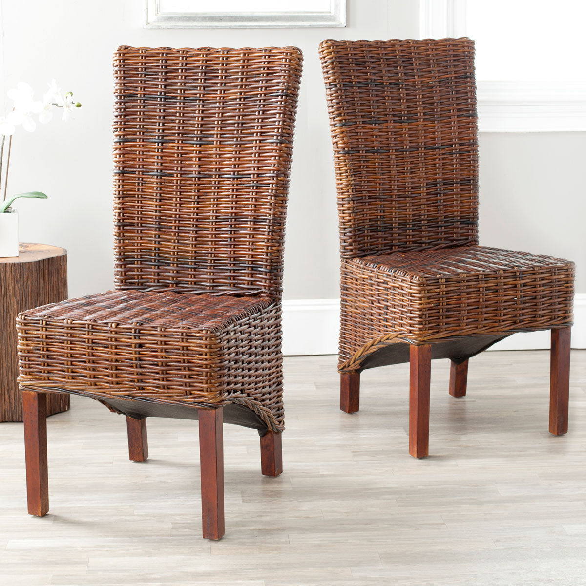  Safavieh Rattan Ridge Side Chair Set of 2 - Croco - Bonton