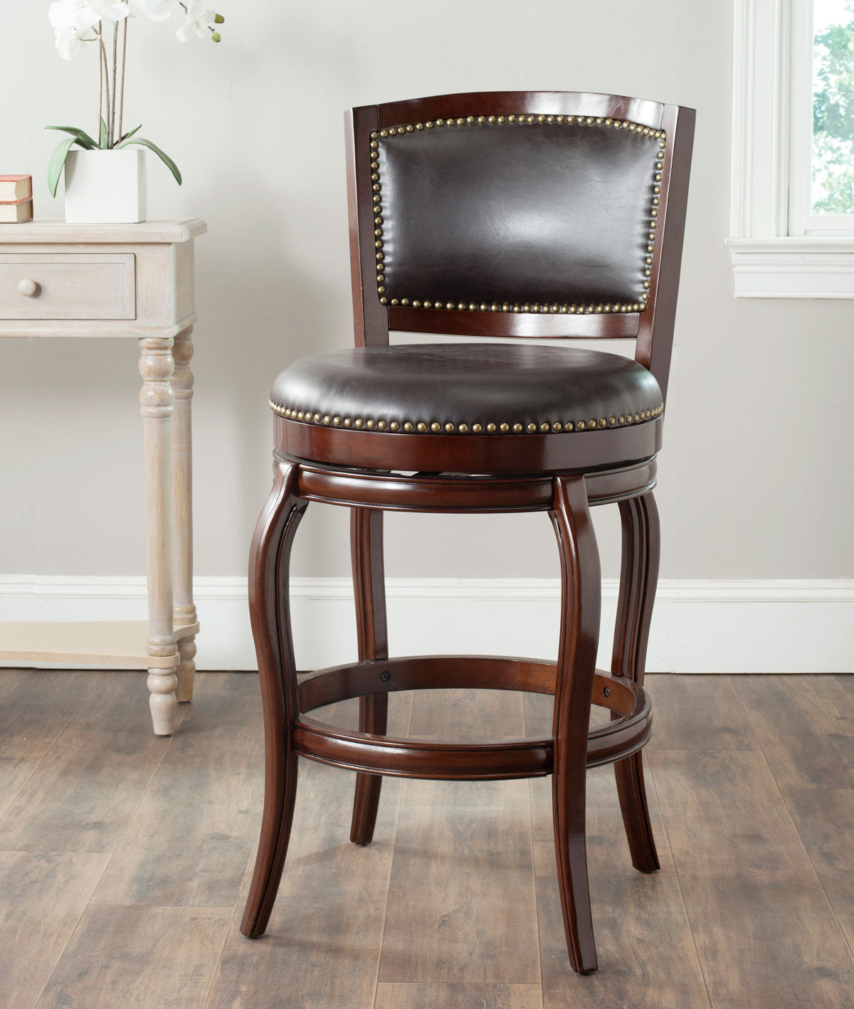  Safavieh Pasquale Bar Stool - Walnut/Brown - Bonton