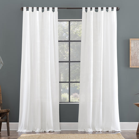 Linen Cotton Blend Tab Top Curtain