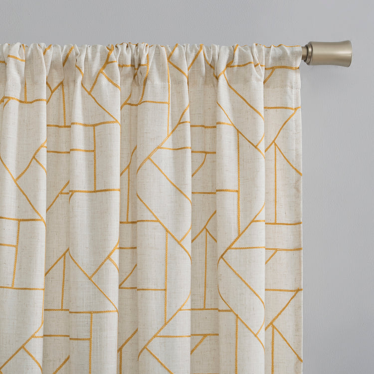 Jigsaw Embroidery Linen Blend Curtain