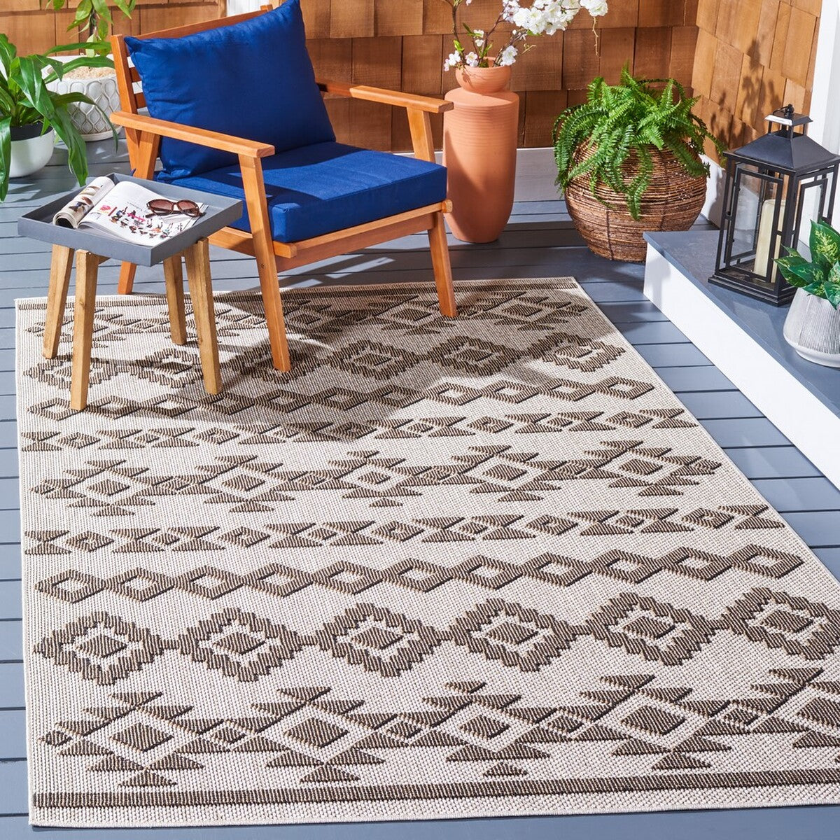  Safavieh Global 210 Indoor / Outdoor Rug - Grey / Beige - Bonton