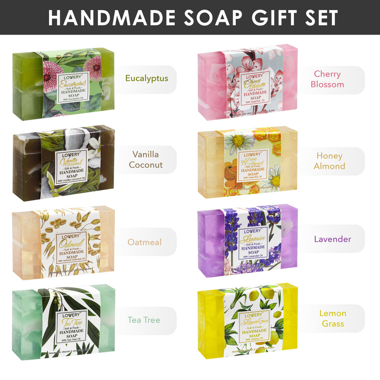 Handmade Soap Set - 8 Pieces Variety Pack Luxury Bath Soap Gift Box