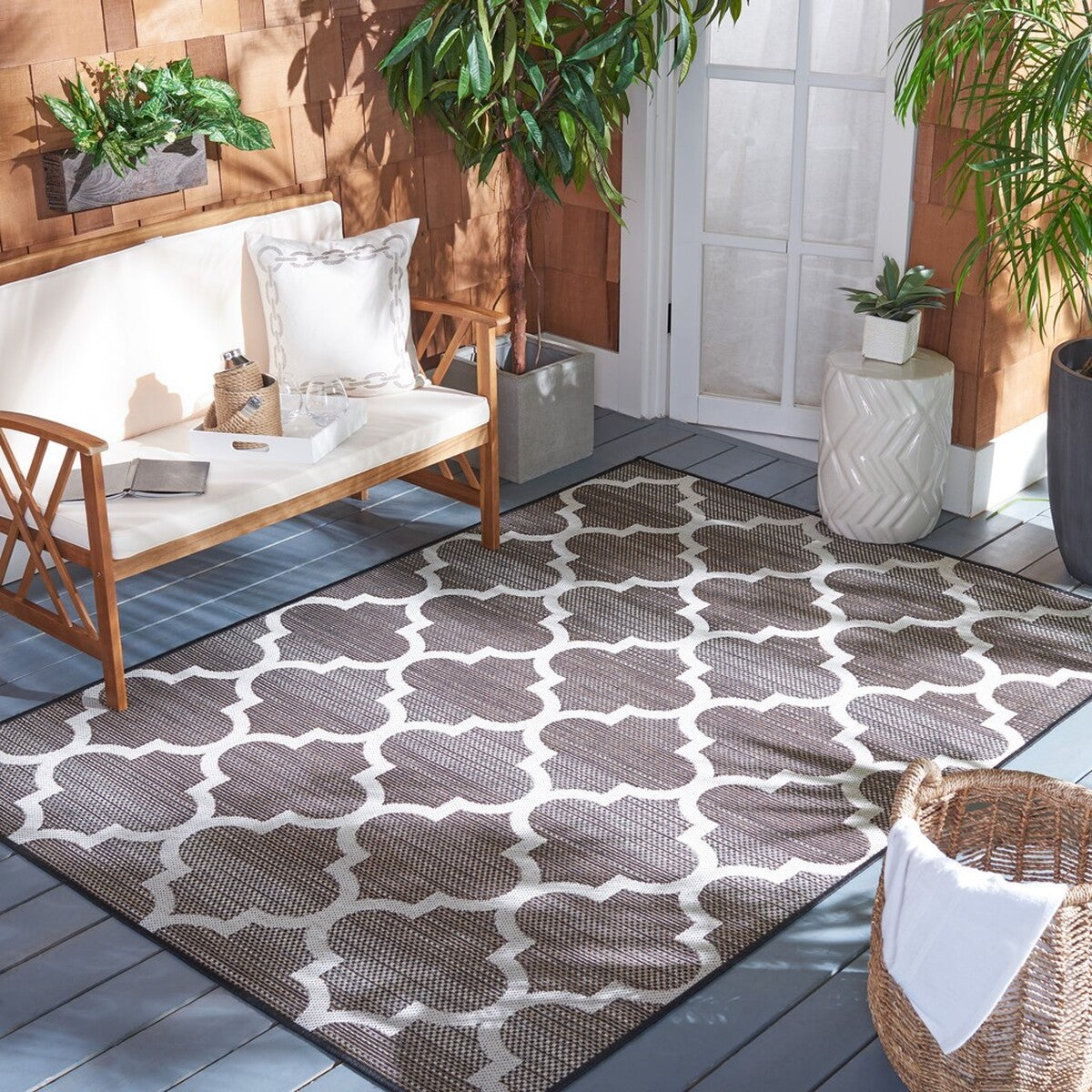  Safavieh Havana 329 Indoor / Outdoor Rug - Light Brown / Ivory - Bonton