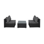 3-Piece Outdoor Patio Armless Sofa Conversation Bistro Set with Coffee Table